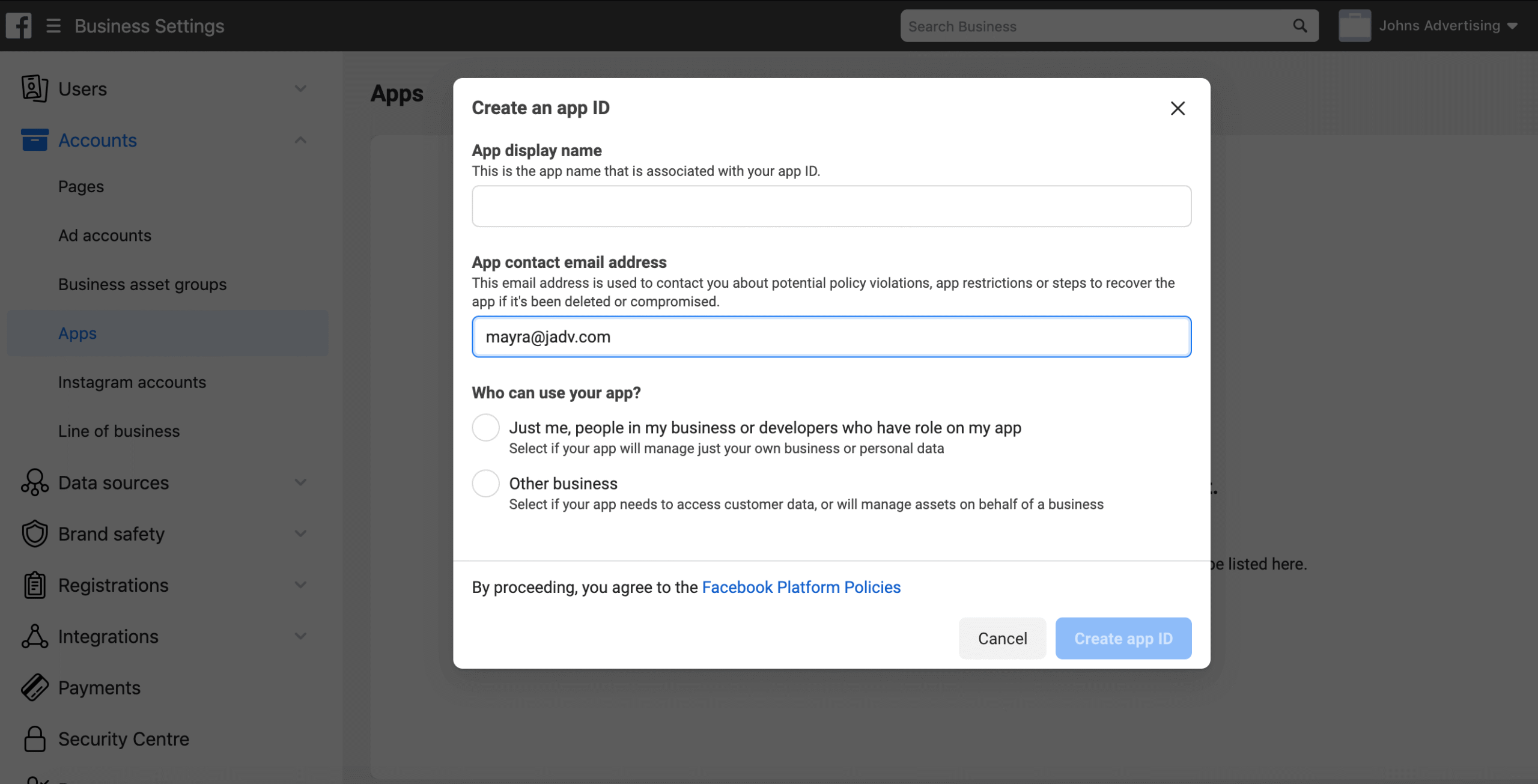facebook business manager application id submitting application on facebook business manager account