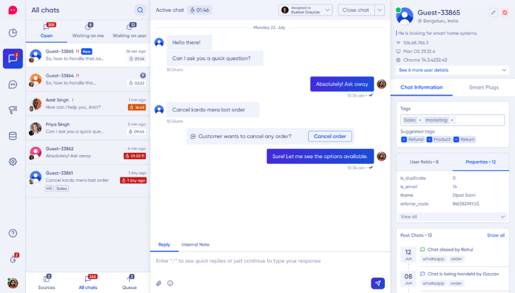 gradient customer chat interface