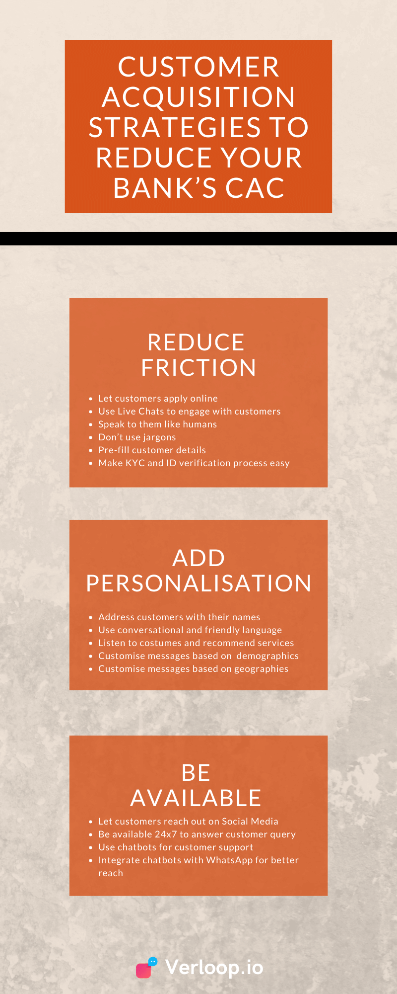 Infographic on customer acquisition strategies to reduce your bank's CAC