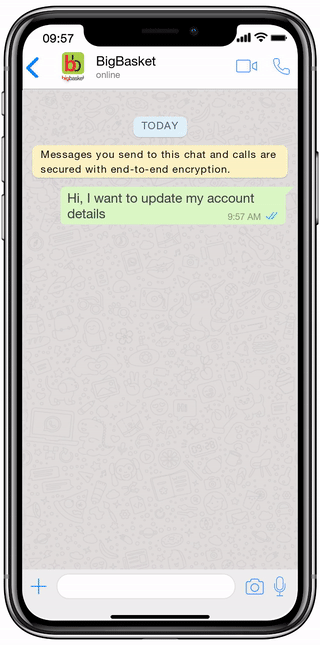 whatsapp chatbot foodtech update address