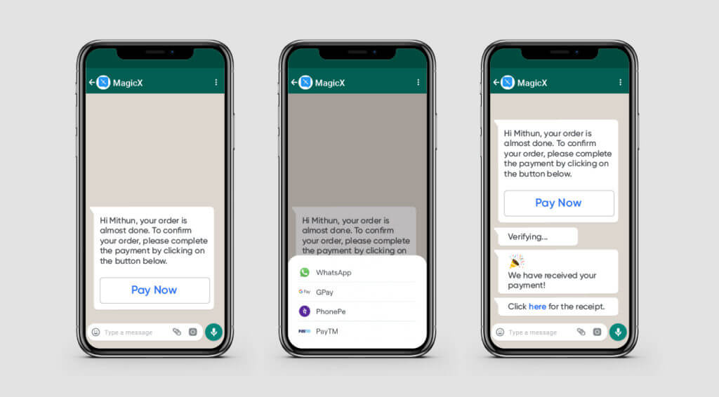 Steps involved in WhatsApp Pay for Business