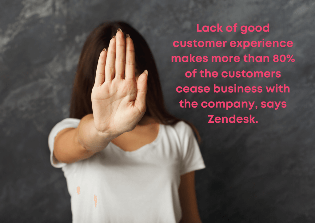 a stat showing how 80% customers cease business with the company because of bad experience