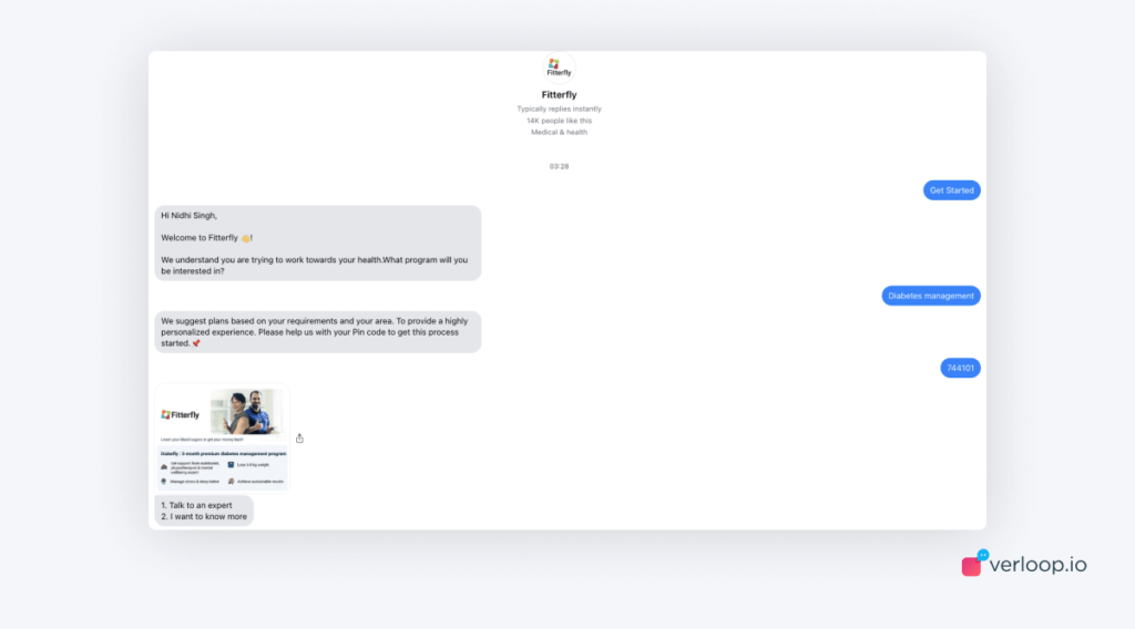 fitterfly facebook chatbot