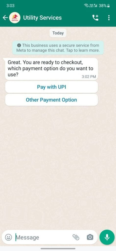 whatsapp native payment integration