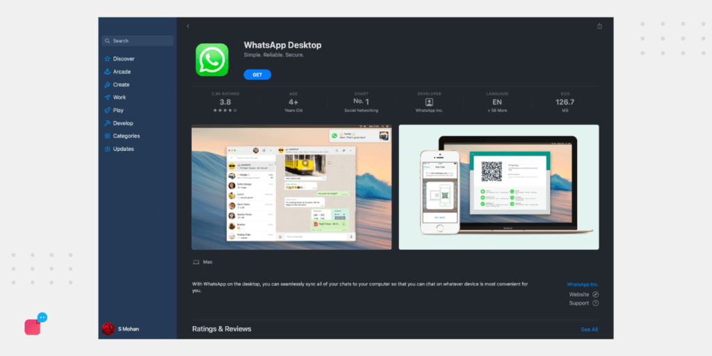 Whatsapp business web on desktop