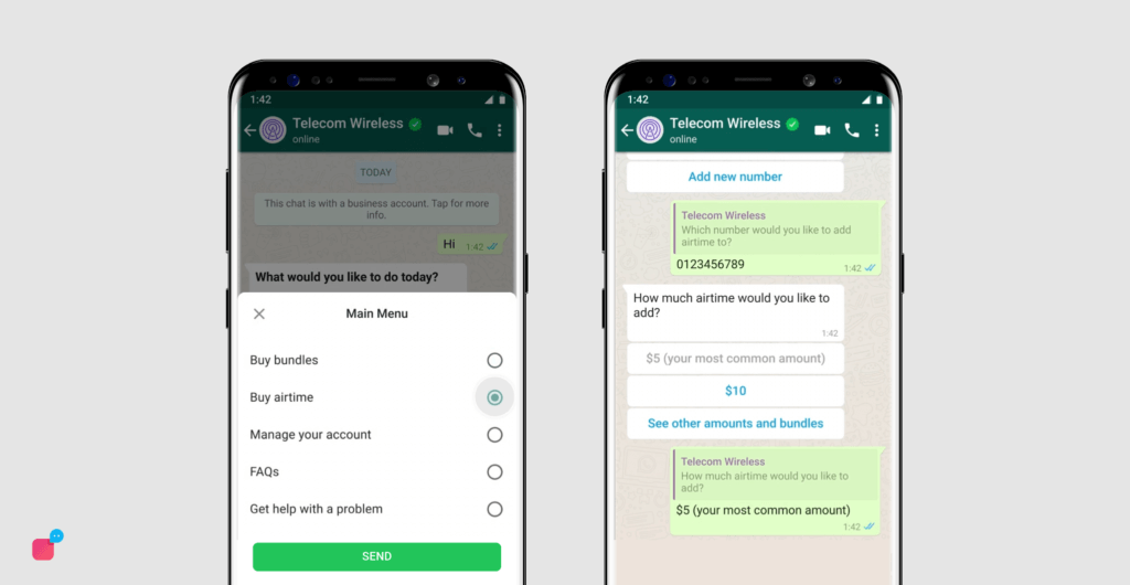 WhatsApp list messages and quick replies