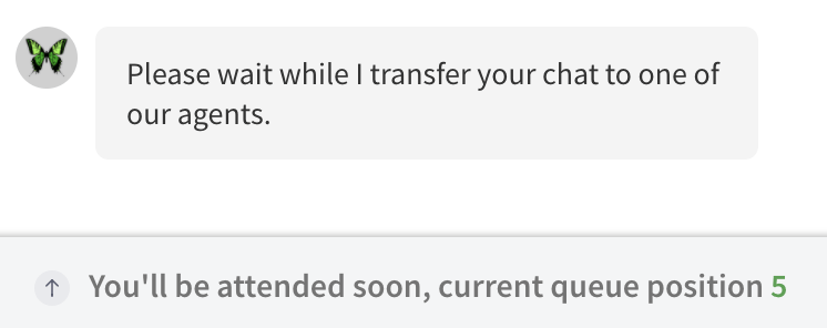 queue position in web chatbot